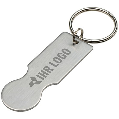 Schlüsselanhänger mit Einkaufswagenlöser Open IT, silber