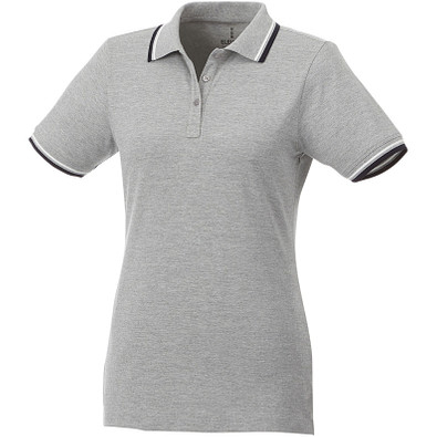 ELEVATE Damen Poloshirt Fairfield mit weißem Rand, grau meliert,dunkelblau,weiss, XS ELEVATE Damen Poloshirt Fairfield mit weißem Rand, grau meliert,dunkelblau,weiss, XS