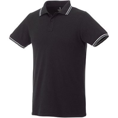 ELEVATE Herren Poloshirt Fairfield mit weißem Rand, schwarz,grau meliert,weiss, S ELEVATE Herren Poloshirt Fairfield mit weißem Rand, schwarz,grau meliert,weiss, S