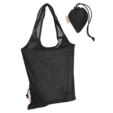 Faltbare Einkaufstasche aus Baumwolle, schwarz