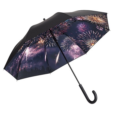 FARE® AC-Stockschirm Nature, schwarz/Feuerwerk-Design