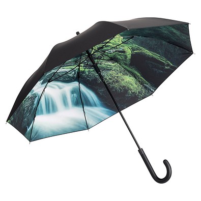 FARE® AC-Stockschirm Nature, schwarz/Wasserfall-Design