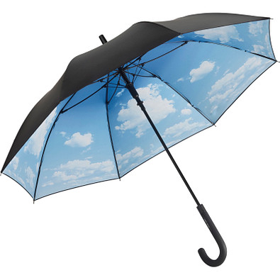FARE® AC-Stockschirm Nature, schwarz/Wolken-Design