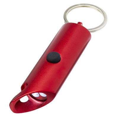 Flare IPX-LED-Lampe und Flaschenöffner aus recyceltem Aluminium mit Schlüsselanhänger, rot