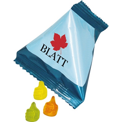 Trolli Fruchtgummi Tetraeder, Daumen, inkl. Druck, weiße Folie