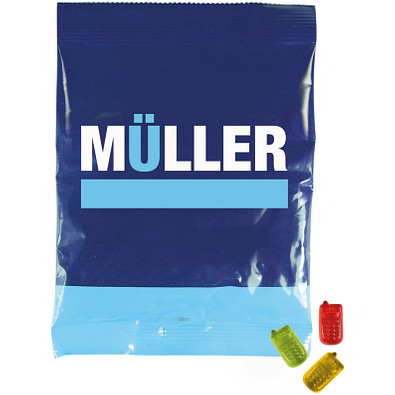 Trolli Fruchtgummi Maxitüte, Handy, inkl. Druck, weiße Folie Trolli Fruchtgummi Maxitüte, Handy, inkl. Druck, weiße Folie