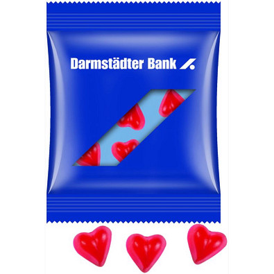 Trolli Fruchtgummi Minitüte 15g, Herz, inkl. Druck, transparente Folie Trolli Fruchtgummi Minitüte 15g, Herz, inkl. Druck, transparente Folie