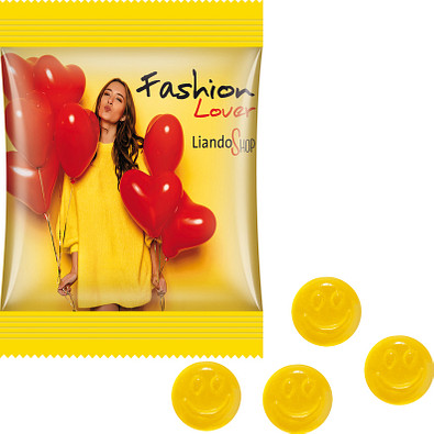 Trolli Fruchtgummi Minitüte 15g, Smile, inkl. Druck, weiße Folie Trolli Fruchtgummi Minitüte 15g, Smile, inkl. Druck, weiße Folie