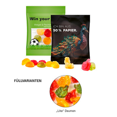 Minitüte, 10 g, Daumen, inkl. Druck, weiße Folie mit Papieranteil