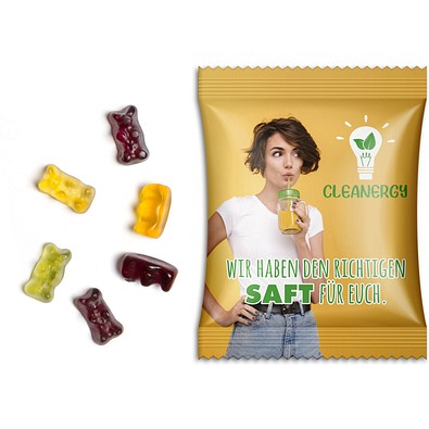 Fruchtsaftbärchen im Werbetütchen, 10 g, Folie weiß, inkl. Druck