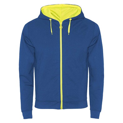 Fuji Kaputzensweatjacke Unisex, royalblau / Fluor Yellow, XL