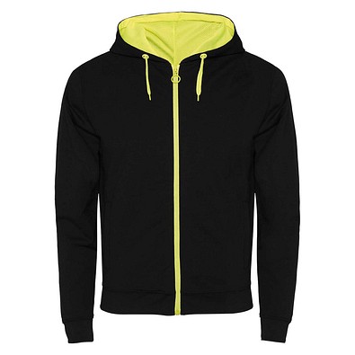 Fuji Kaputzensweatjacke Unisex, schwarz / Fluor Yellow, S