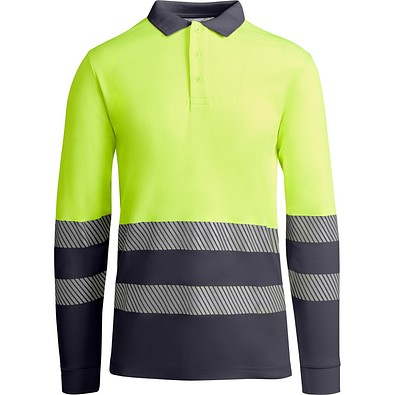 Sicherheits-Langarm-Poloshirt, XXXL, Grau/Neon-Gelb