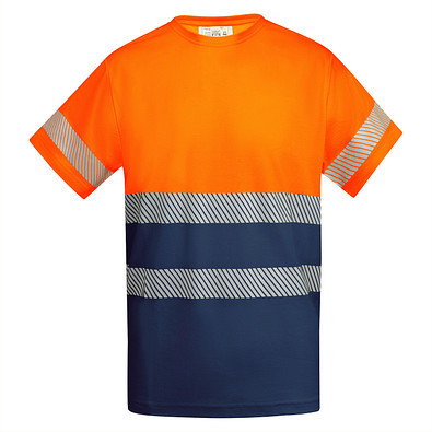 Funktionsshirt Tauri mit kurzen Ärmeln, XXXXL, navy/fluor orange