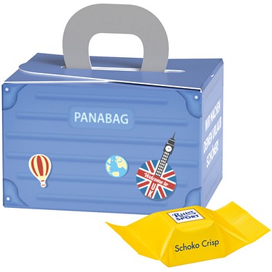 Geschenkbox Mini Koffer, Ritter SPORT Schokowürfel Schoko Crisp, inkl. Druck