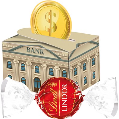 Geschenkbox Mini rund, Lindt LINDOR Milchkugeln, inkl. Druck