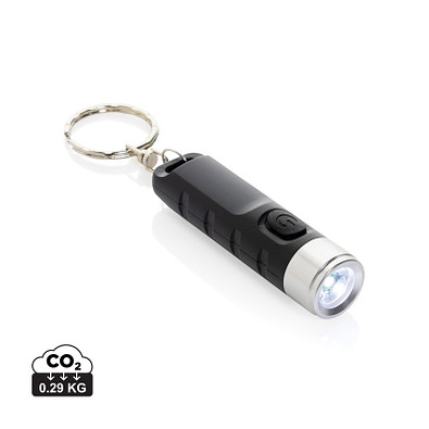 Globix USB Schlüsselanhänger-Taschenlampe aus RCS rABS, schwarz