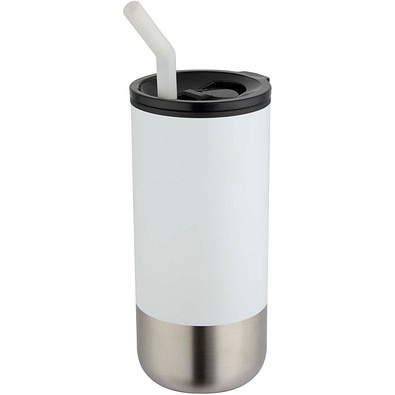 Grayson 480 ml RCS recycelter Isolierbecher mit Trinkhalm, weiss