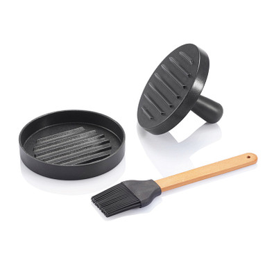XD COLLECTION Grillset mit Hamburgerpresse und Marinadenpinsel, grau XD COLLECTION Grillset mit Hamburgerpresse und Marinadenpinsel, grau