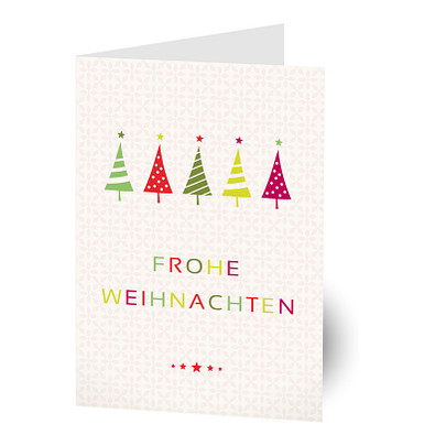 Grußkarte Weihnachten, Motiv Weihnachtsbäume, Danke an Partner