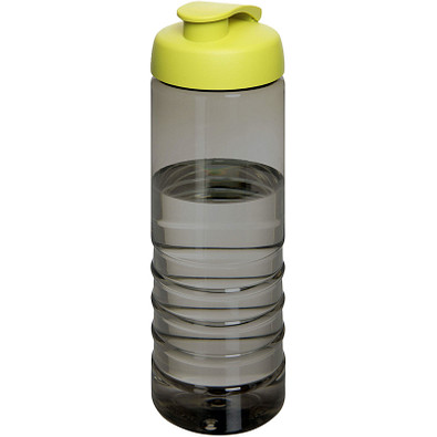 H2O Active® Eco Treble 750 ml Sportflasche mit Stülpdeckel & Trinkklappe, kohle, limone