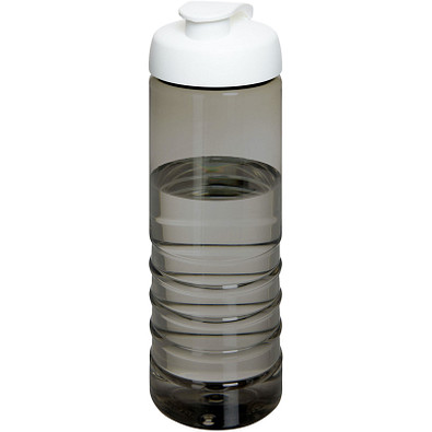H2O Active® Eco Treble 750 ml Sportflasche mit Stülpdeckel & Trinkklappe, kohle, weiß