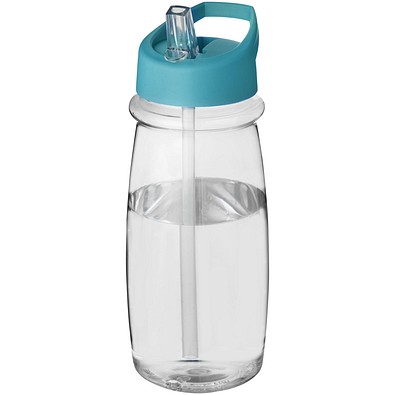 H2O Active® Pulse 600 ml Sportflasche mit Ausgussdeckel, transparent/aquablau