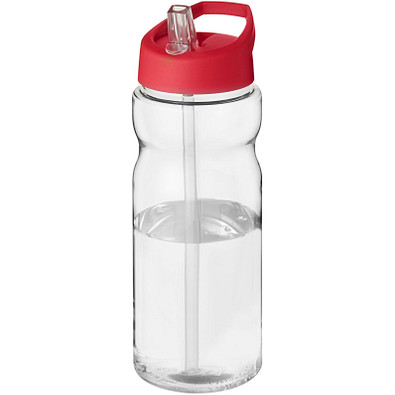 H2O Base Sportflasche mit Ausgussdeckel, 650 ml, transparent,rot