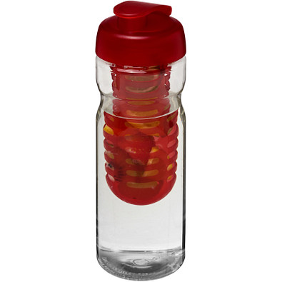 H2O Base Sportflasche mit Klappdeckel und Infusor, 650 ml, transparent,rot H2O Base Sportflasche mit Klappdeckel und Infusor, 650 ml, transparent,rot
