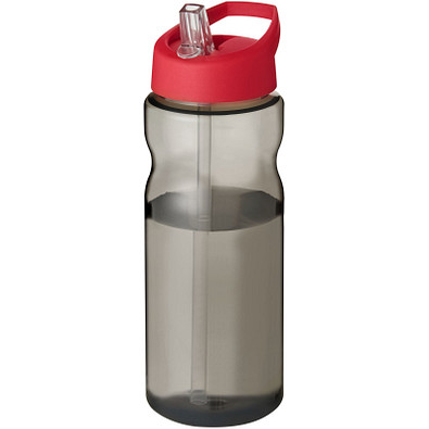 H2O Eco Sportflasche mit Ausgussdeckel, 650 ml, kohle/rot
