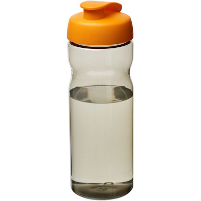 H2O Eco Sportflasche mit Klappdeckel, 650 ml, kohle/orange