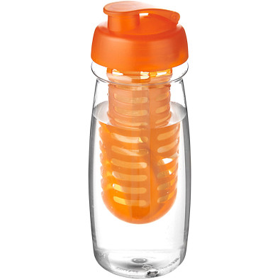 H2O Pulse Sportflasche mit Klappdeckel und Infusor, 600 ml, transparent,orange H2O Pulse Sportflasche mit Klappdeckel und Infusor, 600 ml, transparent,orange
