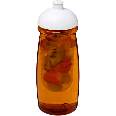 H2O Pulse Sportflasche mit Stülpdeckel und Infusor, 600 ml, transparent orange,weiss H2O Pulse Sportflasche mit Stülpdeckel und Infusor, 600 ml, transparent orange,weiss