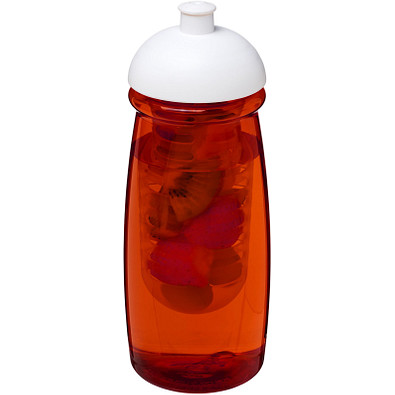 H2O Pulse Sportflasche mit Stülpdeckel und Infusor, 600 ml, transparent rot,weiss H2O Pulse Sportflasche mit Stülpdeckel und Infusor, 600 ml, transparent rot,weiss