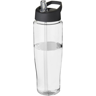 H2O Tempo Sportflasche mit Ausgussdeckel, 700 ml, transparent/schwarz