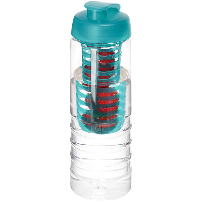 H2O Treble Flasche mit Klappdeckel und Infusor, 750 ml, transparent,aquablau H2O Treble Flasche mit Klappdeckel und Infusor, 750 ml, transparent,aquablau