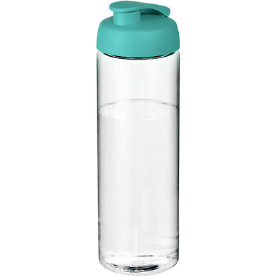 H2O Vibe Sportflasche mit Klappdeckel, 850 ml, transparent,aquablau