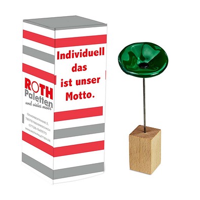 Handgefertigte Glasblume, grün, 1-seit. Druck