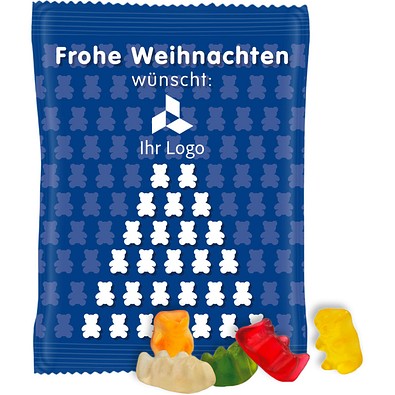 HARIBO Gummibärchen 10g, blaues Weihnachtsmotiv