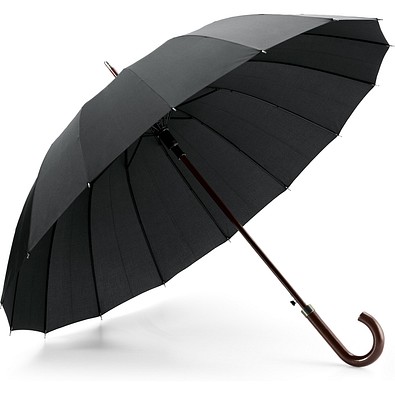 HEDI. Regenschirm mit 16 Stangen aus 190T-Pongee mit automatischer Öffnung, Schwarz
