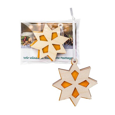 Holz-Filz Anhänger, Stern in Werbetüte, 2-seit. Druck