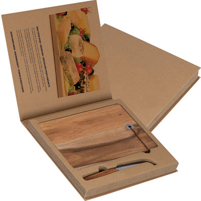 Holzbrett mit Käsemesser, braun