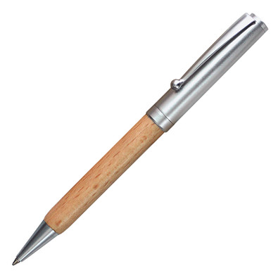 Metall-Kugelschreiber Santiago Wood, blaue Mine, natur