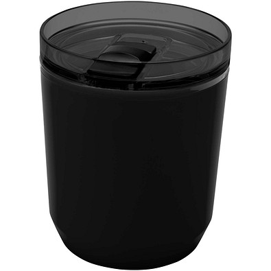 Hudson 180 ml doppelwandiger Becher aus recyceltem Kunststoff, schwarz