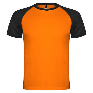 Indianapolis T-Shirt Unisex aus recyceltem Material, Fluor Orange / schwarz, 2XL