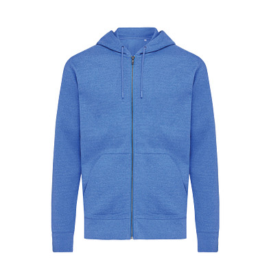 Iqoniq Abisko Zip-Kapuzenpullover aus recycelter Baumwolle, heather blue