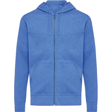 IQONIQ Abisko Zip-Kapuzenpullover aus recycelter Baumwolle, heather blue, XXS