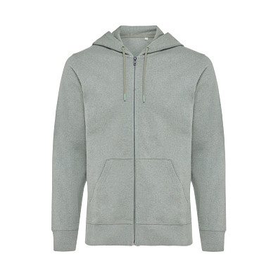 Iqoniq Abisko Zip-Kapuzenpullover aus recycelter Baumwolle, heather green