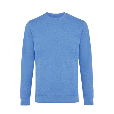 Iqoniq Denali ungefärbt. Rundhals-Sweater aus recycelter BW, heather blue