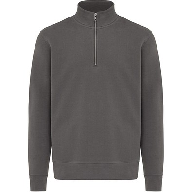 IQONIQ Elgon Quarter-Zip-Sweater aus rec. Baumwolle, anthrazit, S